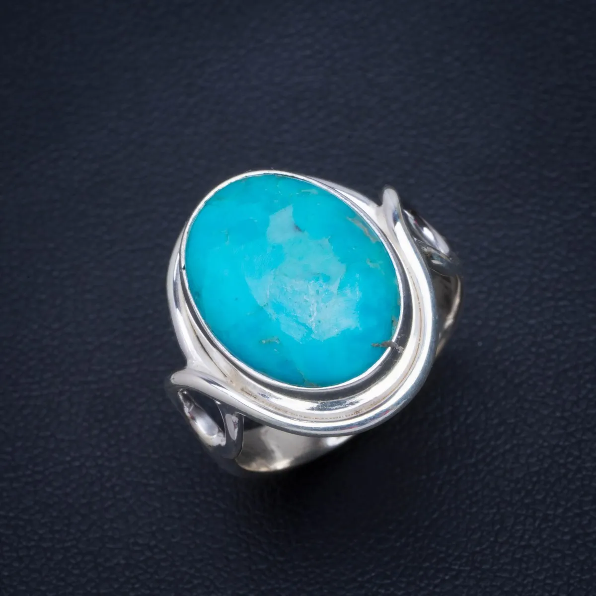 

Natural Turquoise Handmade Unique 925 Sterling Silver Ring 7 B1141