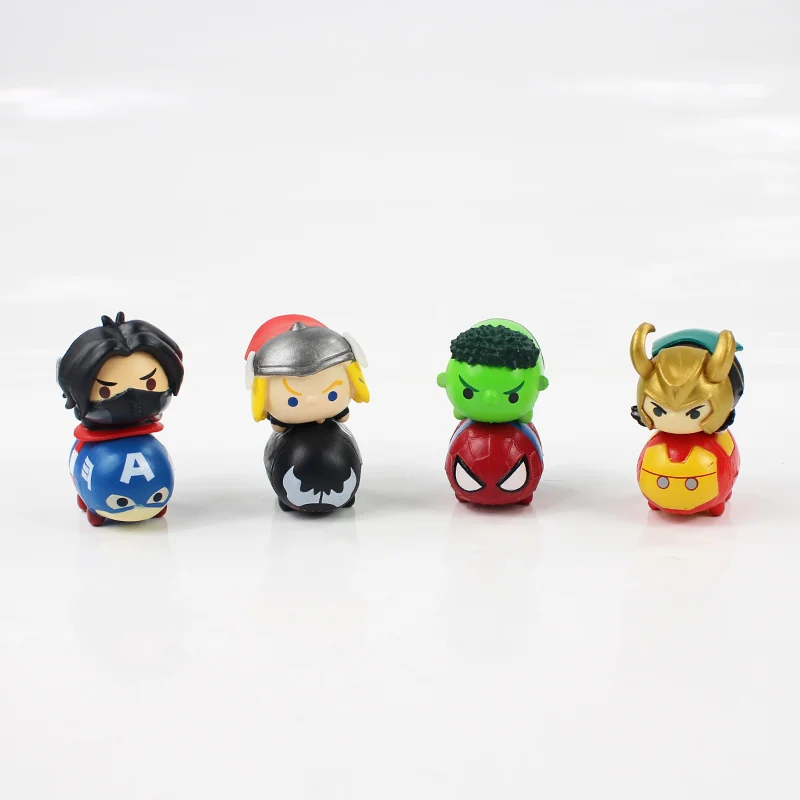 

8Pcs/Lot Dolls The Avengers Spiderman Venom Iron Man Hulk Thor Captain Cute Mini Doll
