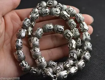 

Old Chinese Vintage Collectibles Tibet Silver Carving Buddha Head Amulet Necklace Collectible Old Handwork Silver Bronze