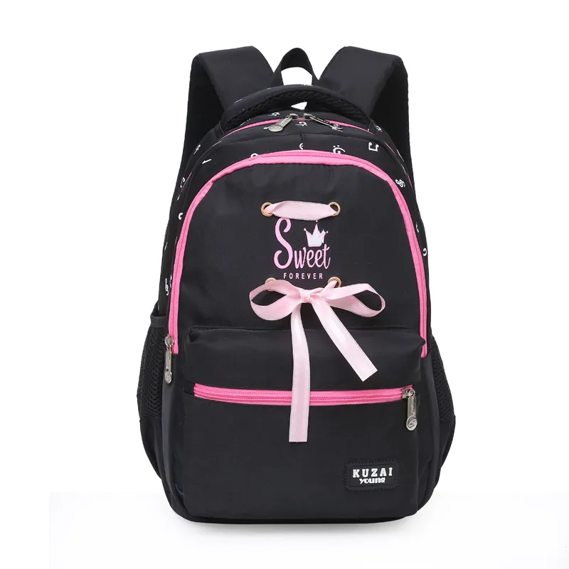 Большой детский школьный рюкзак милый школьный рюкзак с принтом водонепроницаемый рюкзак сумки для начальной школы для девочек-подростков - Цвет: black