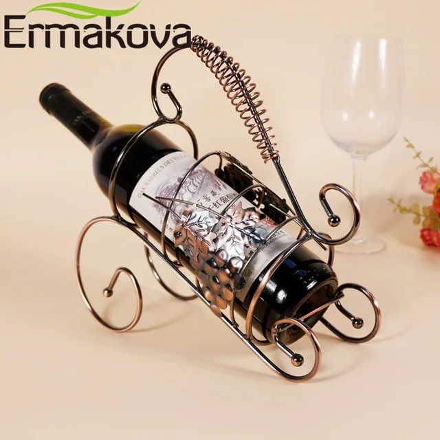 ERMAKOVA European Vintage Portable Wine Holder Bronzed Metal Antique ERMAKOVA European Vintage Portable Wine Holder Bronzed Metal Antique Wine Rack Wine Stand Home Wine Cabinet - ERMAKOVA European Vintage Portable Wine Holder Bronzed Metal Antique