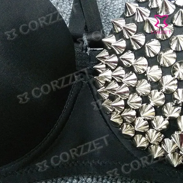 Женский бюстгальтер с заклепками и эффектом пуш ап в стиле панк|punk buckle|punk luckybra white