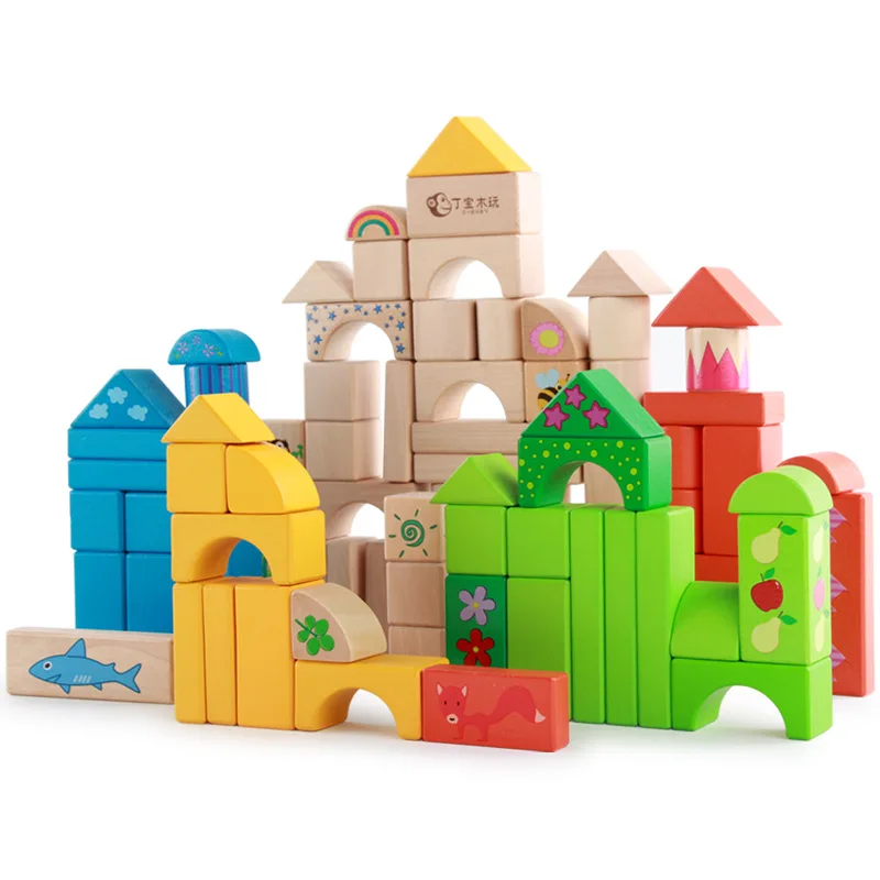 

Infant Shining Wooden Children's Color Stacked Blocks Parent-child Early Educational Toys 2-4 Years Old Boy and Girls