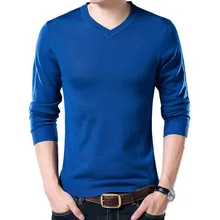 MJARTORIA мужской весенний и осенний Модный повседневный Однотонный свитер с v-образным вырезом и длинным рукавом, шерстяной тонкий вязаный джемпер