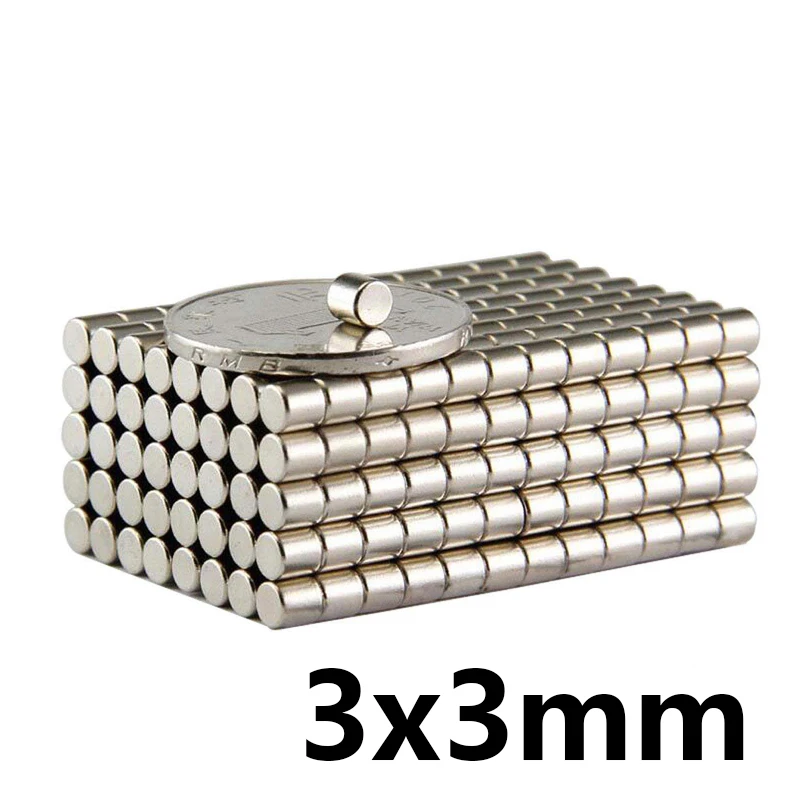 

100pcs 3x3 mm N35 Mini Super Strong Powerful Neodymium Magnet Round Rare Earth Permanent Magnets 3*3mm