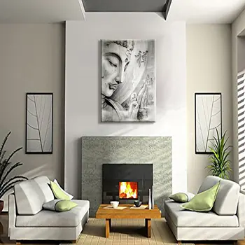 

Grey Buddha Large HD Wall Art Printed Abstract Canvas Painting Art Home Decor for Living Room Framed Ready to Hang
