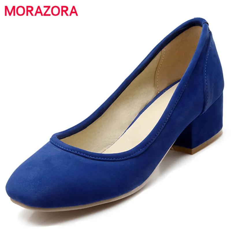 

MORAZORA Square toe shallow med heels shoes woman fashion elegant party shoes work women pumps large size 34-43