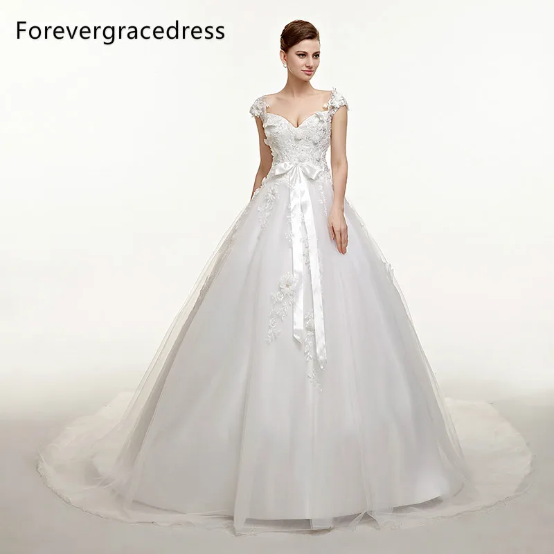 Forevergracedress скромные длинные свадебное платье v образный вырез аппликацией ручной