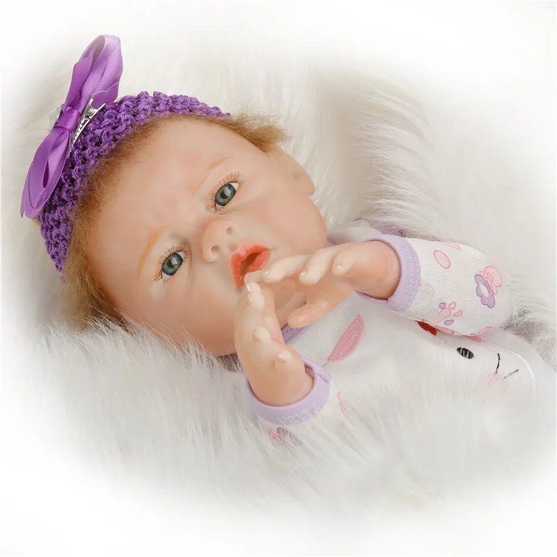 SanyDoll 20 дюймов 50 см Новая силиконовая кукла для новорожденных Красивая фиолетовая