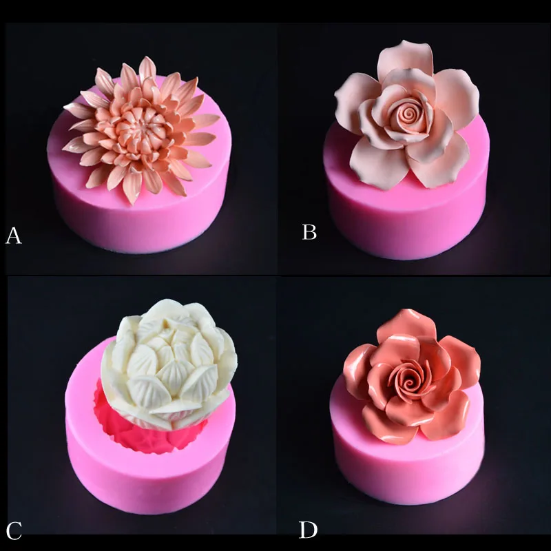 

minsunbak Cake Mold 3D Flower Fondant Cake Silicone Mold Handmade Soap Candle Mould Chocolate Gumpaste Mold DIY Baking Tool