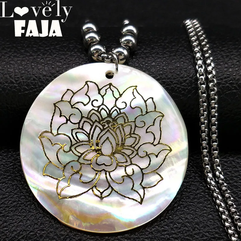 

2019 Lotus Stainless Steel Sell Necklaces for Women Gold Color Boho Big Long Statement Necklace Jewelry bisuteria mujer N18440