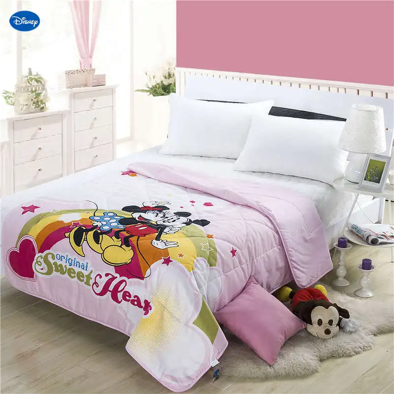 

Wedding Disney Mickey and Minnie Mouse Quilts Summer Cotton Fabric Comforters Bedding Babies Girls Children Bed Cover Coverlet