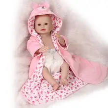 50 см reborn Младенцы полный силиконовый корпус настоящий новорожденный девочка Кукла reborn голова медведя bonecas brinquedos игрушки для детей подарок для девочек