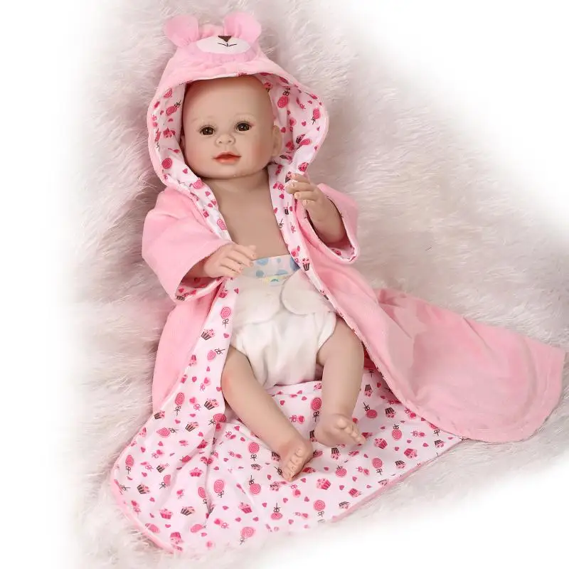 Solid Silicone Reborn Baby Girl Dolls Lifelike Realistic Newborn Gifts Toy 19" 