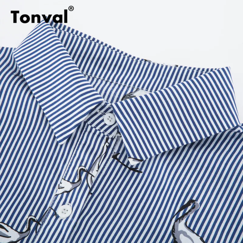 Женское платье рубашка в полоску Tonval черное винтажное с коротким рукавом и