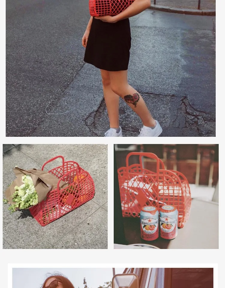 INS Super Hot Hand-Held Basket Bag Hollowed Out Jelly Large Capacity Summer Seaside Vacation Handbags Fashion Tote Bags acrylic bag marble texture