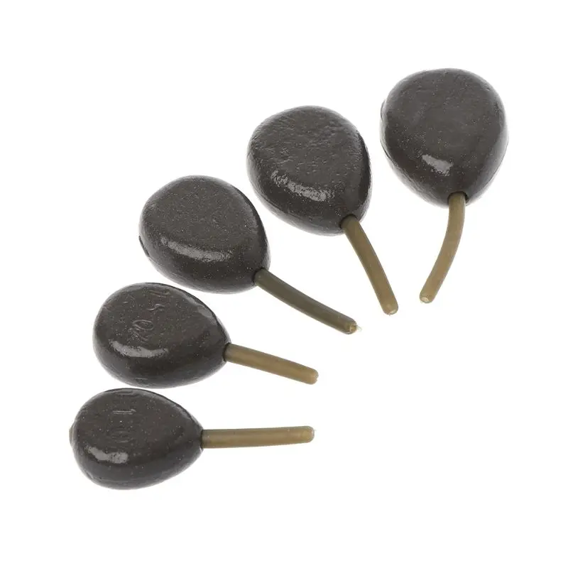 

5 Pcs/Set Fishing Sinker Lead Weight With Tube 5 Different Weights Water Drop Shape Sinkers For Carp Fishing Tackle
