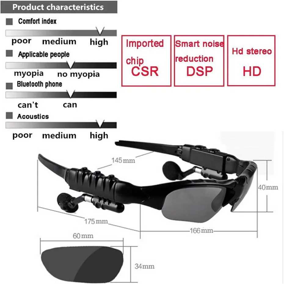 Bluetooth glasses earphone headphone for phone xiaomi smartphone (21)