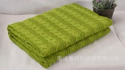 Хлопковое однотонное теплое трикотажное одеяло для детей, спальное постельное белье, плед для дивана, домашнее Клетчатое одеяло для пикника, автомобиля, s - Цвет: Green tea