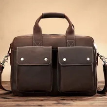 Брендовая мужская сумка Crazy Horse из натуральной кожи, портфель, винтажная 14 дюймов, сумка для ноутбука, сумка через плечо, сумка для мужчин 0202