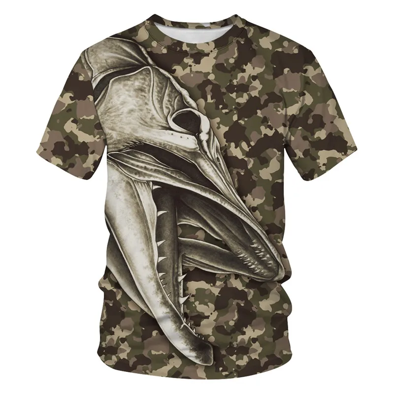 

Punk Dinosaur T Shirt Summer Style Fashion Camouflage Men Tops Hip Hop Casual Funny Cool Cartoon Tshirt Homme Comfort Solf Shirt