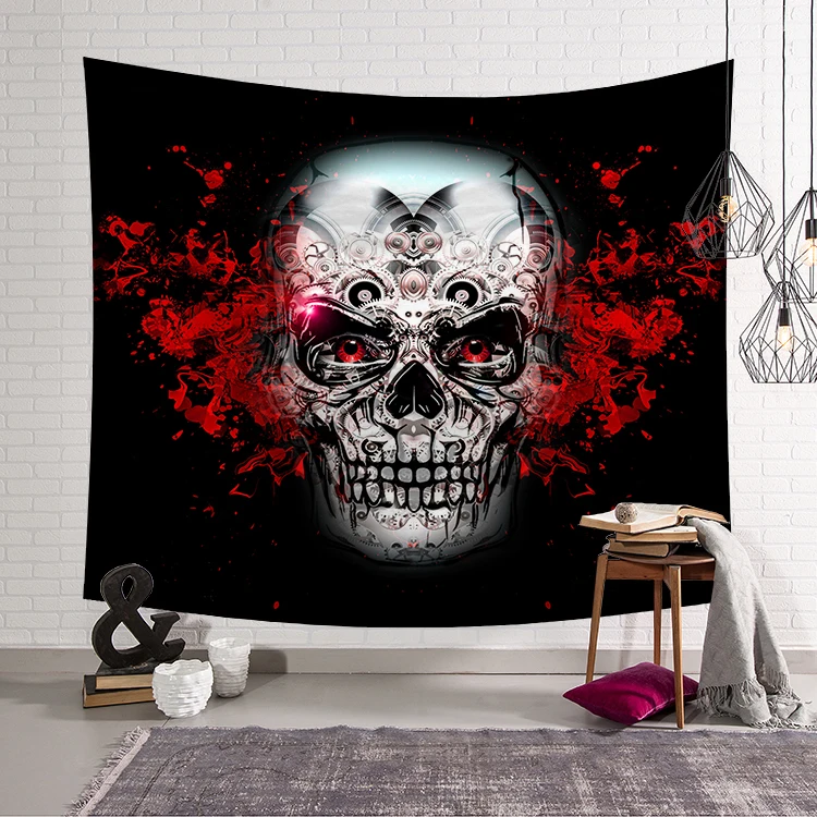 New Indian Mandala Skull Tapestry Wall Hanging Moon Phase Change Tapestries Bedroom Decoration - Цвет: Оливково коричневый