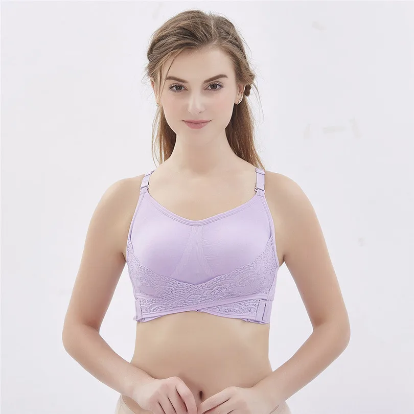  New Fashion Women Spring Summer Lady Sexy Front Cross Adjustable Side Buckle Lace Vest Wireless Solid Sport Bra #4A24 (6)