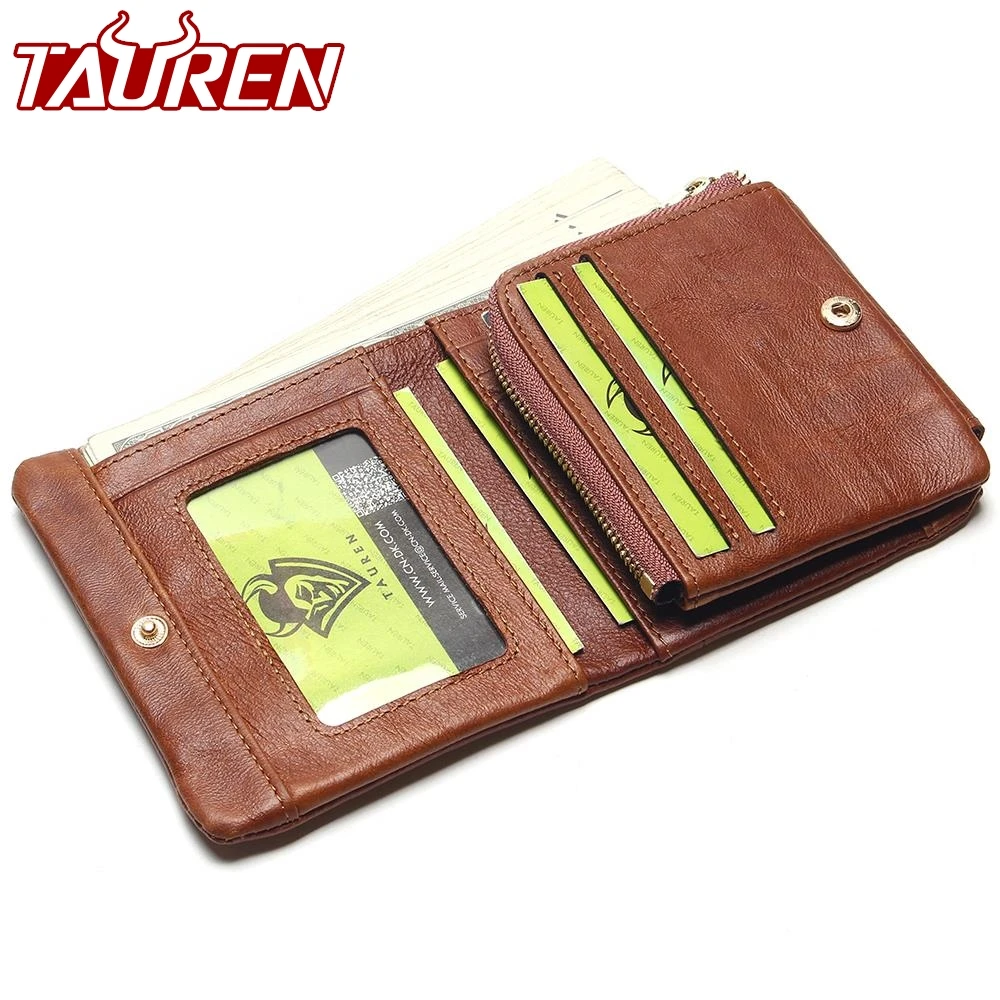 TAUREN 100% Genuine Leather Men Wallets OIL LEATHER Vintage Trifold Wallet Zip Coin Pocket Purse Cowhide Leather Wallet For Mens TAUREN 100% Genuine Leather Men Wallets OIL LEATHER Vintage Trifold Wallet Zip Coin Pocket Purse Cowhide Leather Wallet For Mens
