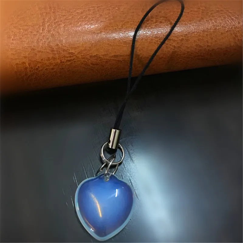 

UVR Luxury Mobile Phone Straps Heart Shape Sun Stone Crystal Discolor Pendant Keychain Hang Rope Lariat Lanyard For All Phone