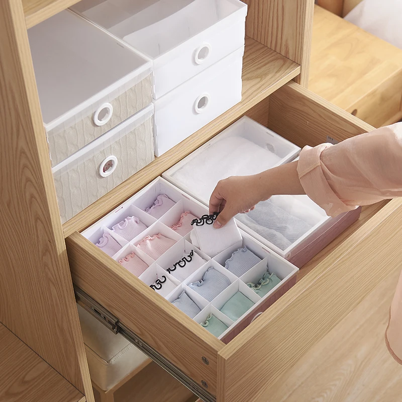 

1PC Plastic Closet Clothes Boxes Container For Ties Scarfs Underwear Bra Socks Underpants Storage Box Organizer With Cover