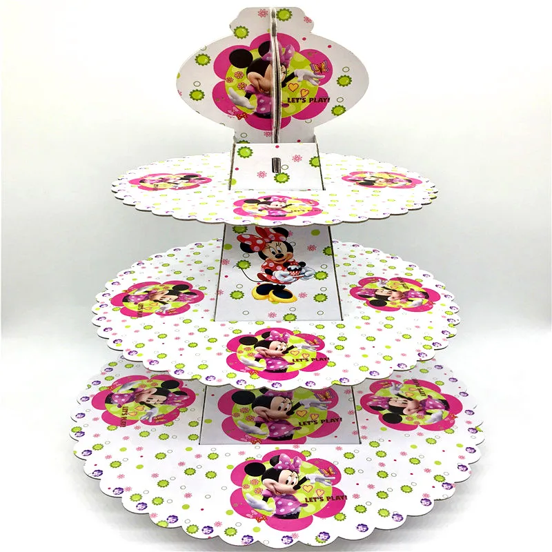 

1Set/Lot Minnie Mouse Theme Cake Stand Boys Birthday Party Three Layers Baby Shower Cake Stand Decoration Mickey Dessert Stand