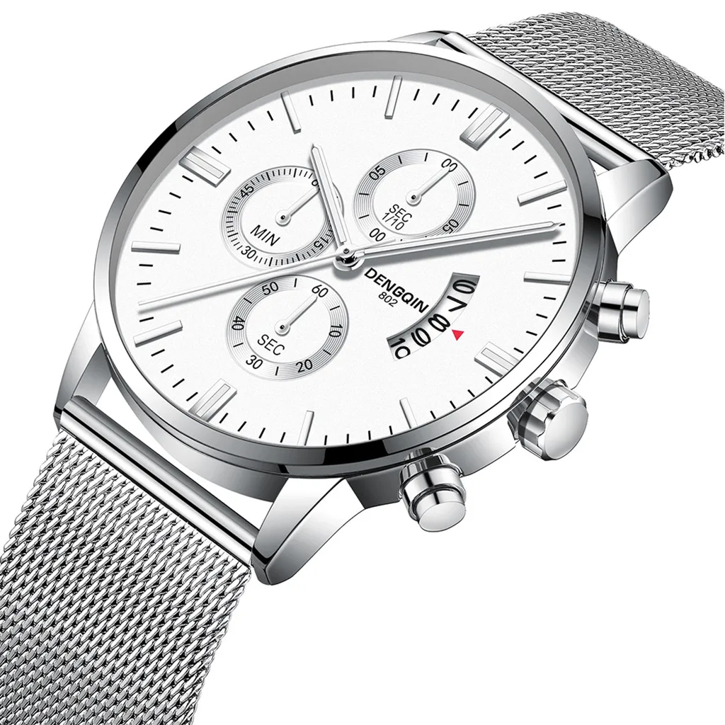 

2019 Best Sale Men Luxury Business Quartz Sport Military Stainless Steel Dial Band Wrist Watch saat xfcs Gift Dropshipping