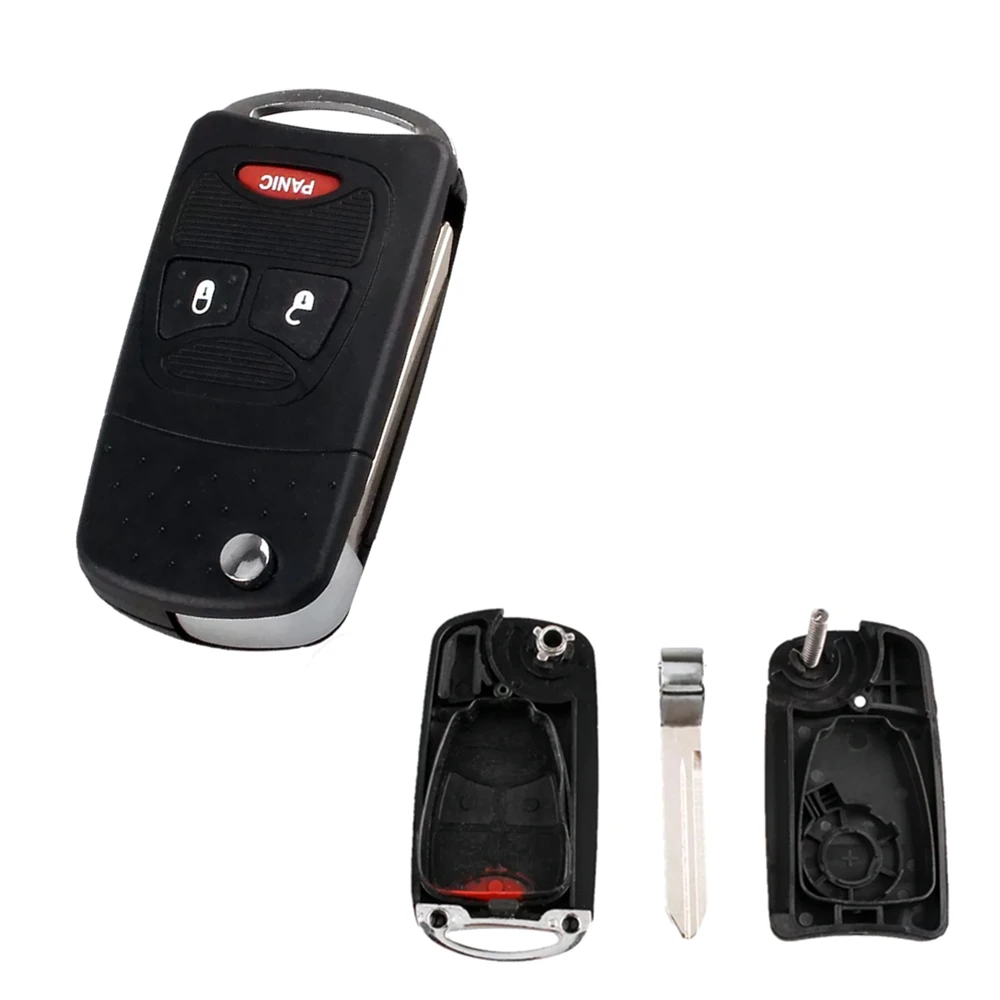 

JEAZEA 3 Buttons Flip Remote Key Shell Fob Case For Chrysler For Dodge Caliber Caravan Nitro For Jeep Compass Patriot 2008 2010