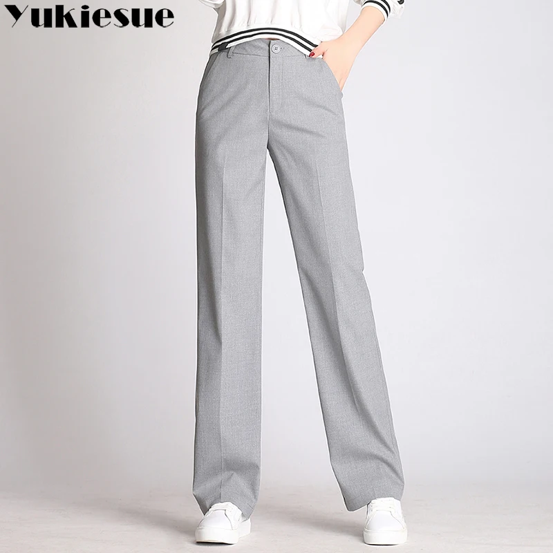 Женские брюки Капри с высокой талией и широкими штанинами,, лето, весна, OL, для офиса, для работы, Формальные Прямые брюки, женские брюки, плюс размер