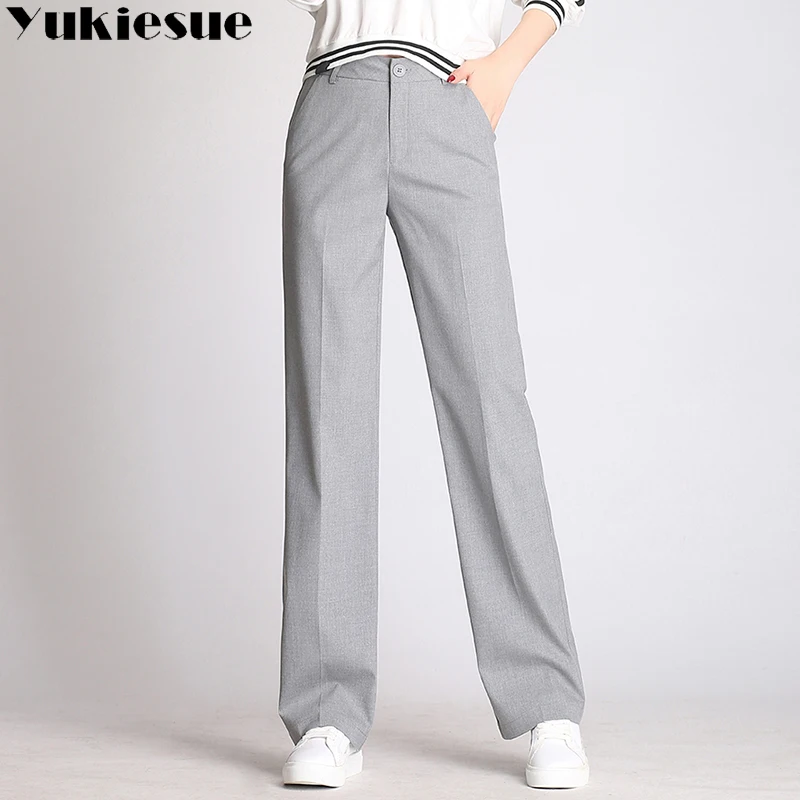 

High waist wide leg pants capri women 2018 summer spring OL office work wear formal straight pants female trousers Plus size