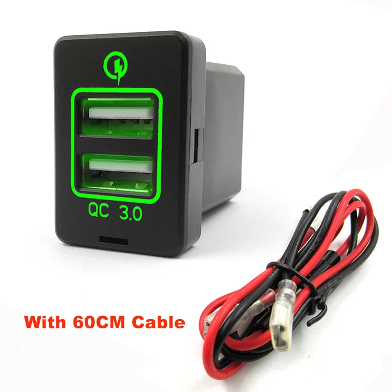 

For Toyota F19 Dual USB Car Charger Power Adapter 12-24V USB Charger Socket For Mobile Phone With 60CM Cable Waterproof New