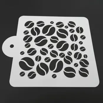 

5 Inch Coffee Beans Cake Stencil Template Plastic Sugar Craft Cake Painting Mold Baking Accessories