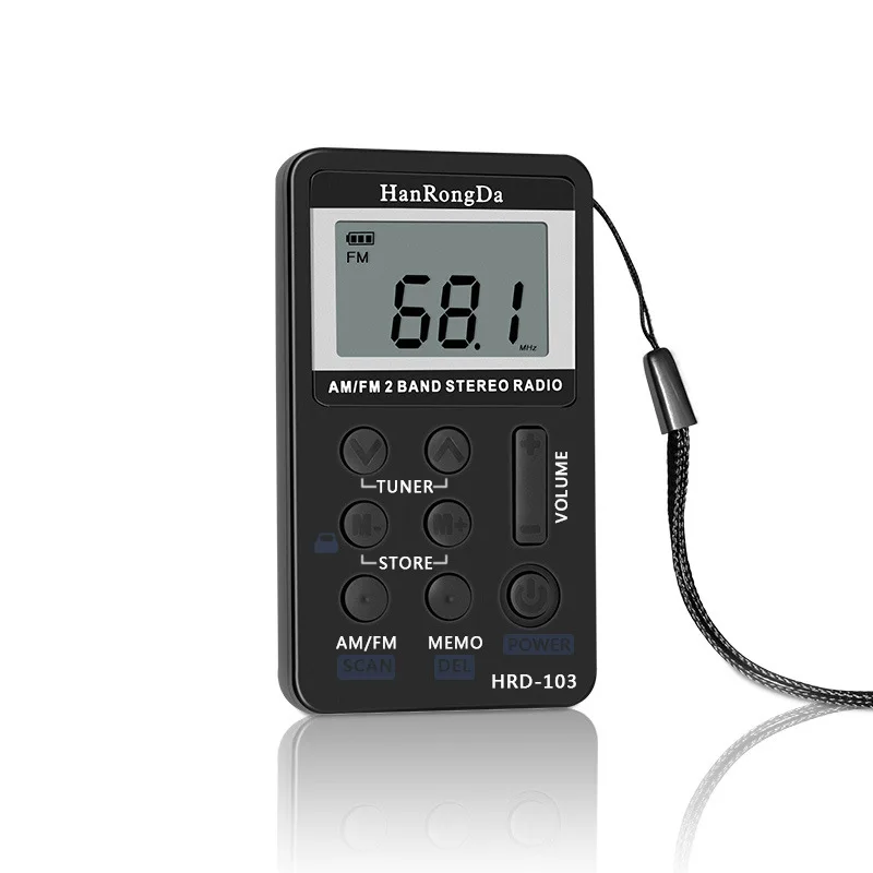 

HANRONGDA Mini AM/FM Rechargeable Radio Protable 2 Band Digital Stereo Pocket Radio Receiver with LCD Display Earphone