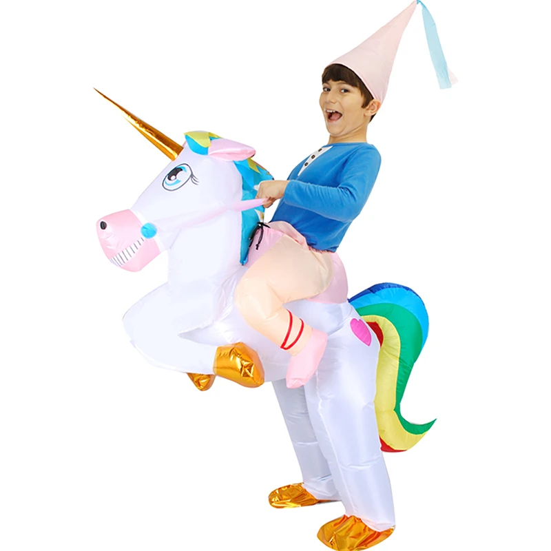 

Unicorn Inflatable Costume Paty Cosplay Halloween Costumes For Men Children Rainbow Tail Costumes Jumpsuit Anime Funny Dress