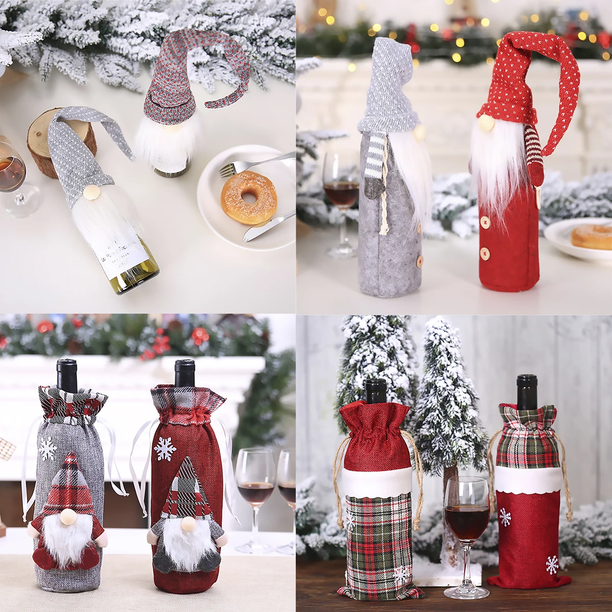 QIFU Санта Клаус, лось, снеговик, Рождественская Крышка для бутылки вина, Рождественский Декор для дома, Navidad, натальные подарки, год