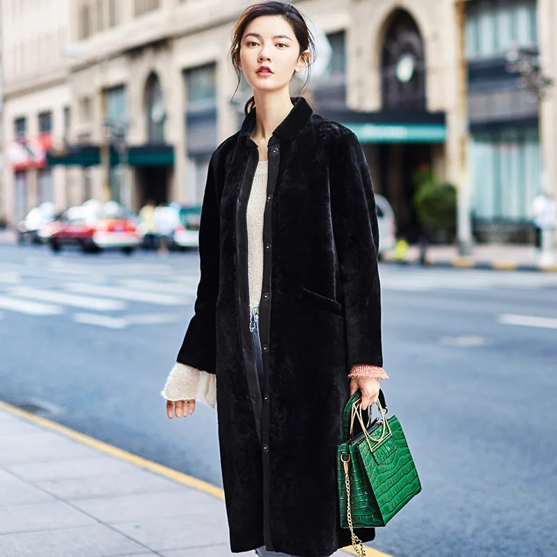 Sale AYUNSUE Real Fur Coat Sheep Shearling Jacket Long Sheepskin Winter Jackets for Women 2019 Double-faced Natural Fur Coats WYQ2043 1