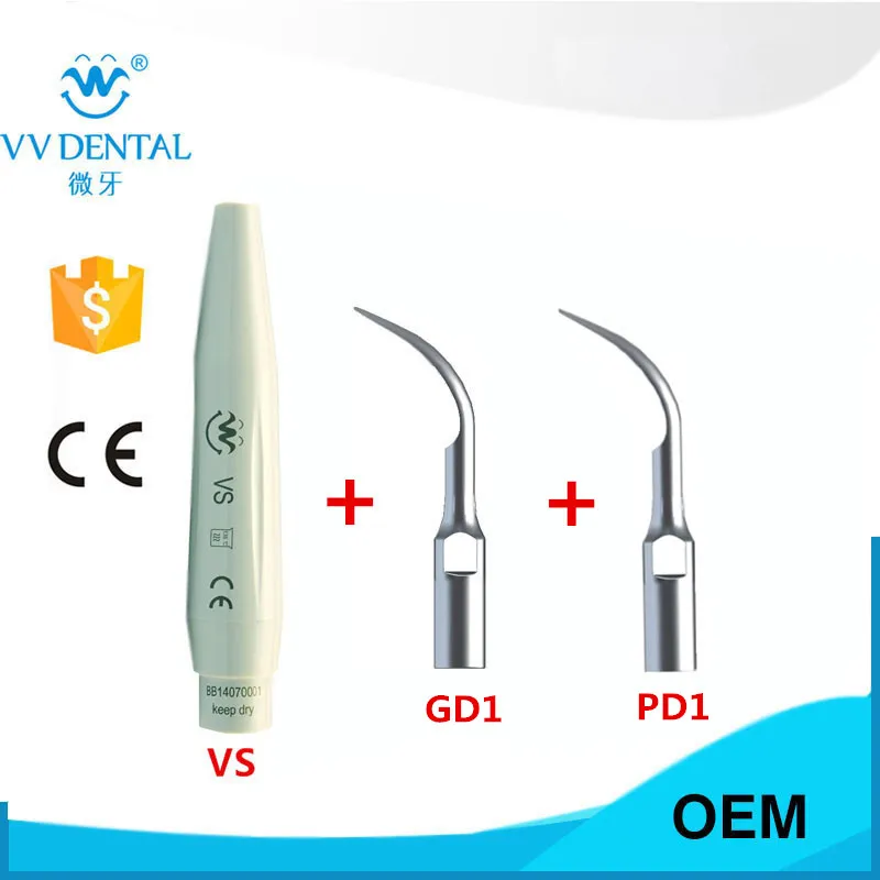 2 pcs Dental Scaling Tips and 1 pcs scaler handpiece VS for Satelec DTE Ultrasonic Scaler Handpiece Teeth Whitening