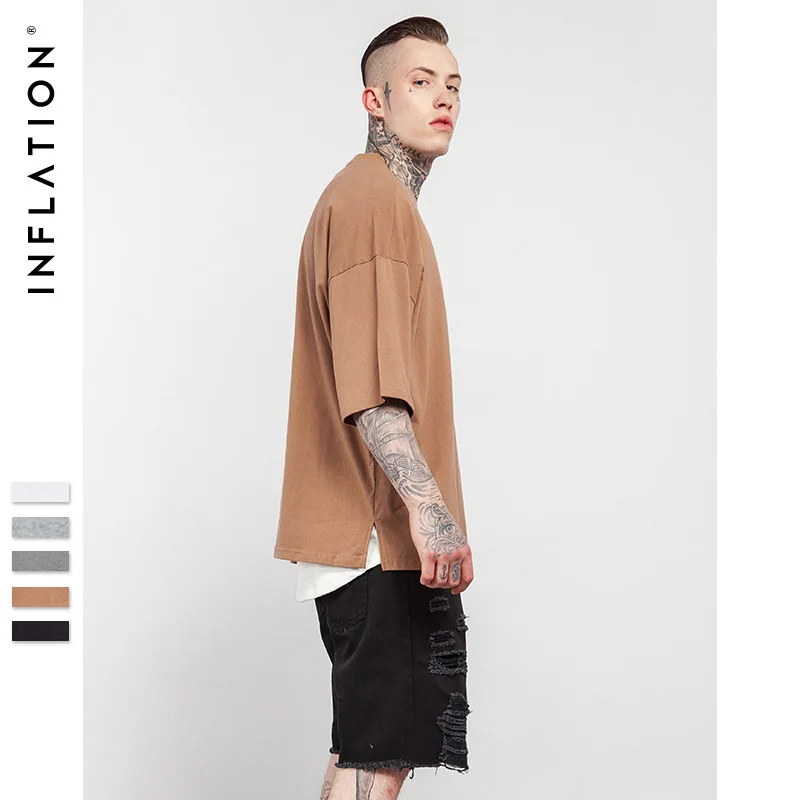 2019 spring and summer new fashion youth loose European American solid color men's T-shirt short-sleeved | Мужская одежда