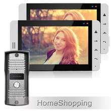 FREE SHIPPING Home phone Wired 7″ TFT LCD Video DoorPhone Intercom System With 2 White Screens + Metal Outdoor Camera IN STOCK