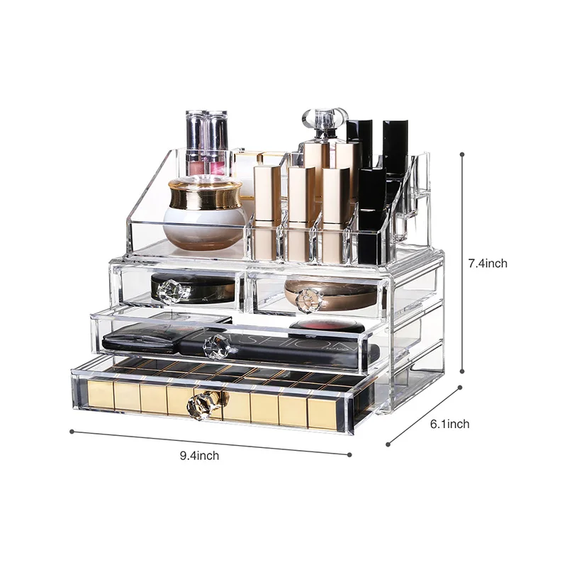 Acrylic Cosmetic Lipstick Storage Box Display Stand Dresser Nail Polish Shelf Rack Holder Drawer Women Makeup Organizer Case8