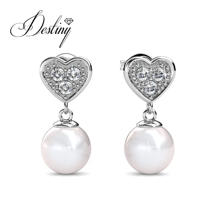 Destiny Jewellery 2018 высокое качество серьги латунь Сердце Жемчужные Серьги украшен