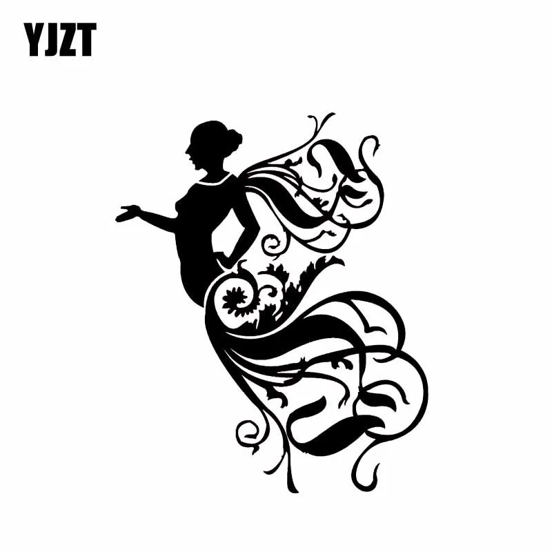 YJZT 13,6*16,5 см абстрактная художественная Красивая переводная картинка с ангелом черный/серебристый покрытие тела виниловая наклейка на