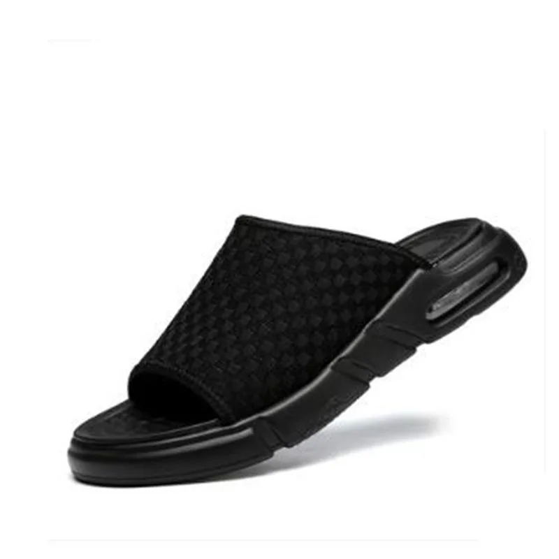 Слайды обувь черный повседневная Известный бренд холст водонепроницаемый люди пляж Мужские сандалии летние наружные надевать плоские домашние тапочки мягкий