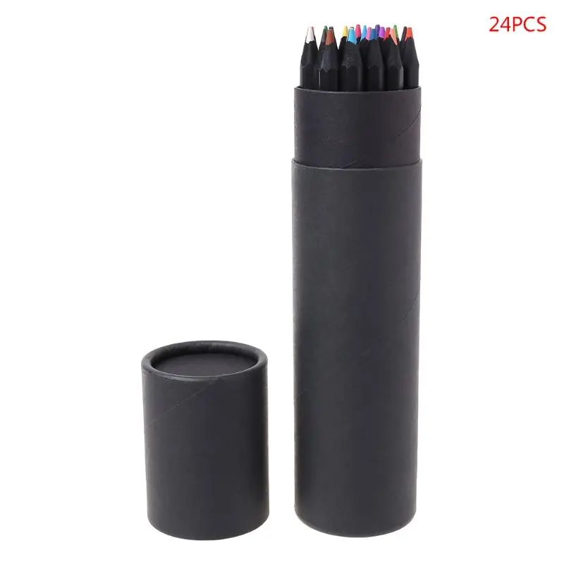 

24 Colors Wooden Drawing Charcoal Pencils Painting Crayon Sketching Pen Non-toxic Art Supplies NoEnName_Null