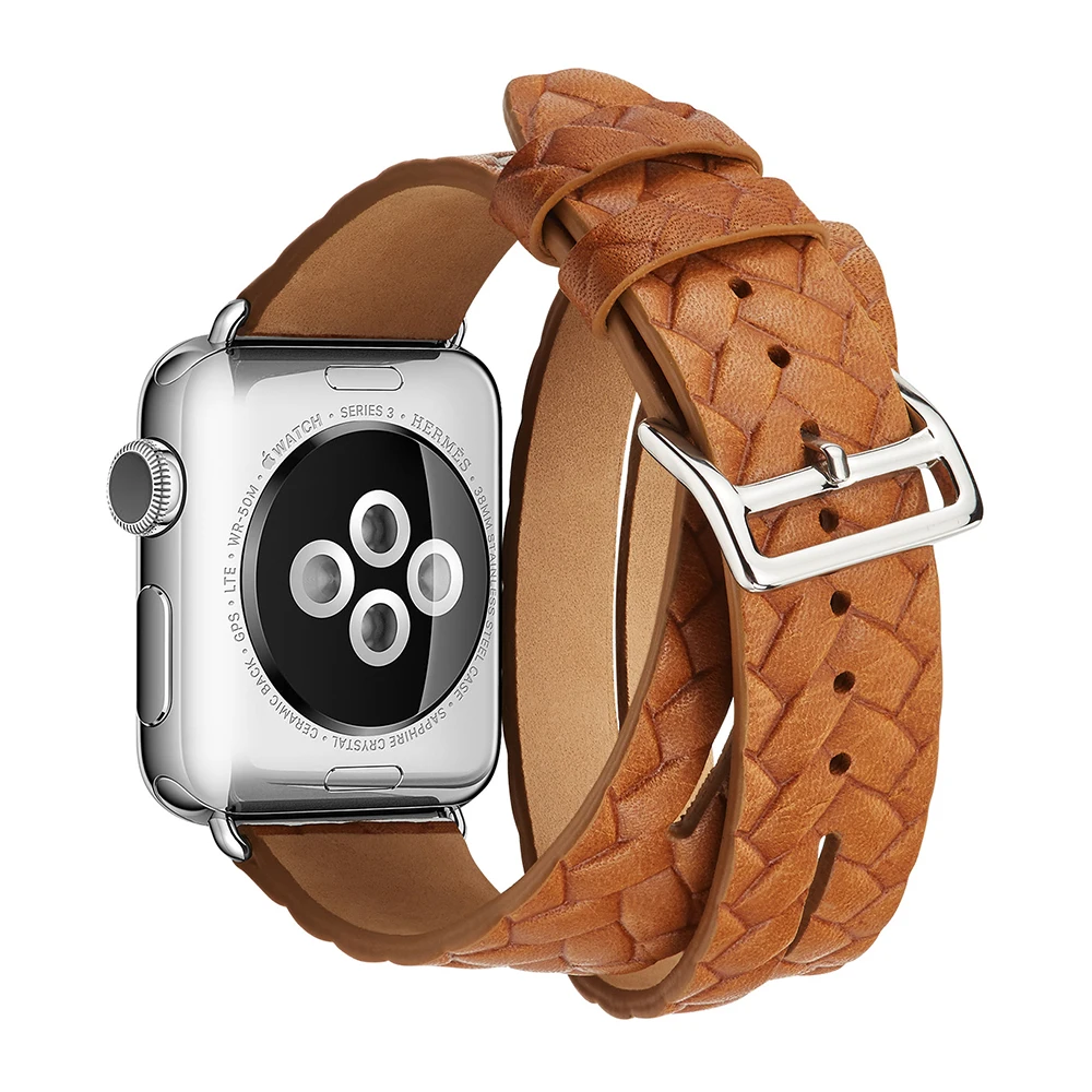 Роскошный браслет ремешок для Apple Watch 38 мм 42 40 44 Серия 2 3 4 5 двойной из натуральной